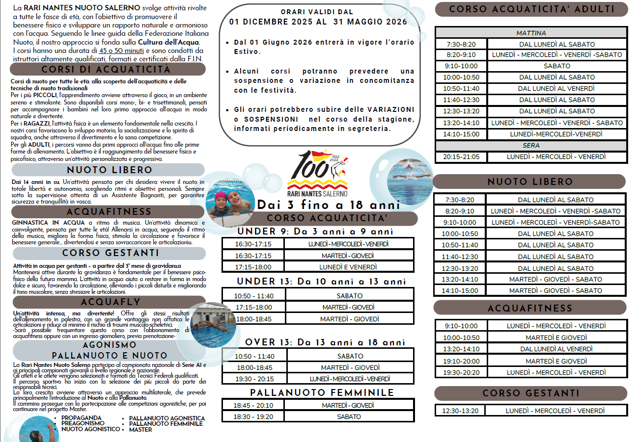Orari Piscina Nicodemi Settembre 2024