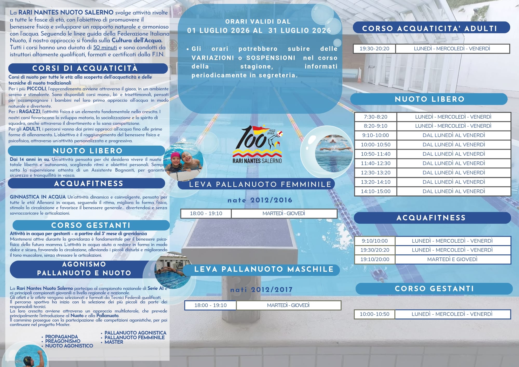 Orari Piscina Nicodemi Settembre 2024